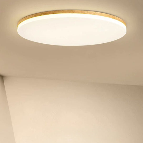 Round Acrylic LED Ceiling Light – Minimalist Wooden Ceiling Lamp | Modern Ambient Interior Lighting