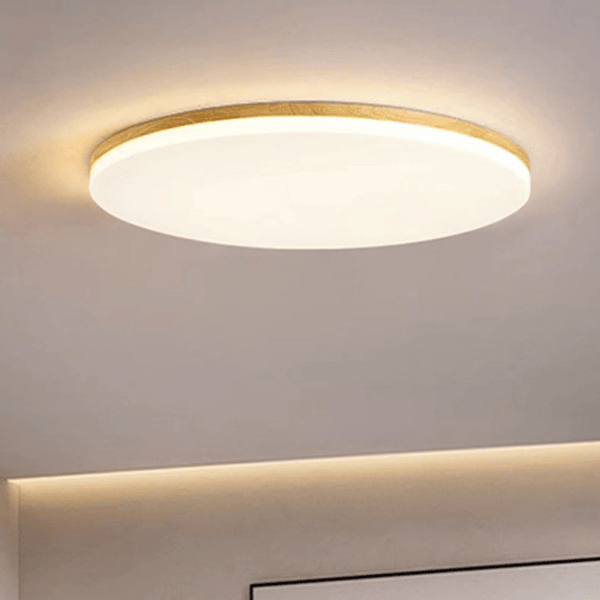 Round Acrylic LED Ceiling Light – Minimalist Wooden Ceiling Lamp | Modern Ambient Interior Lighting