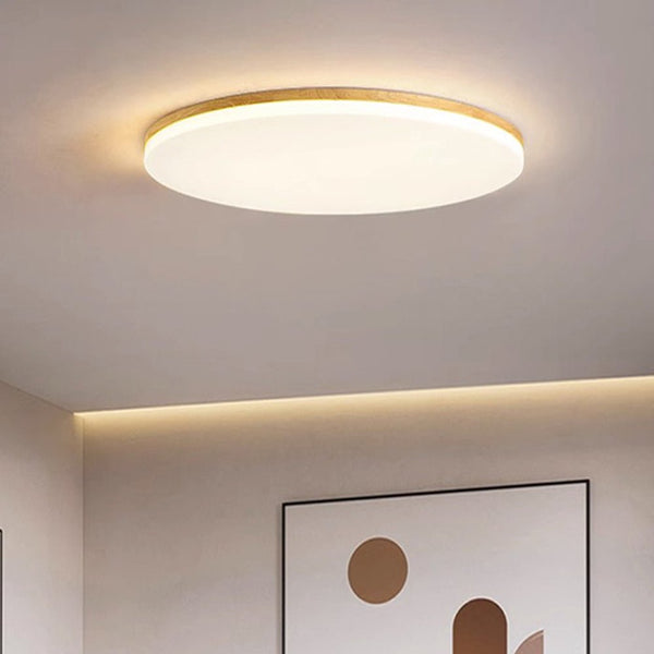 Round Acrylic LED Ceiling Light – Minimalist Wooden Ceiling Lamp | Modern Ambient Interior Lighting