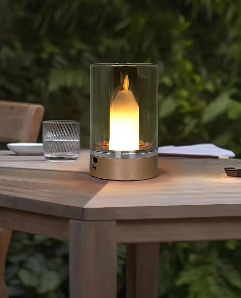 EmberGlow Rechargeable Flame Lamp – USB-C Touch Sensor Night Light | Dimmable LED Ambient Lighting