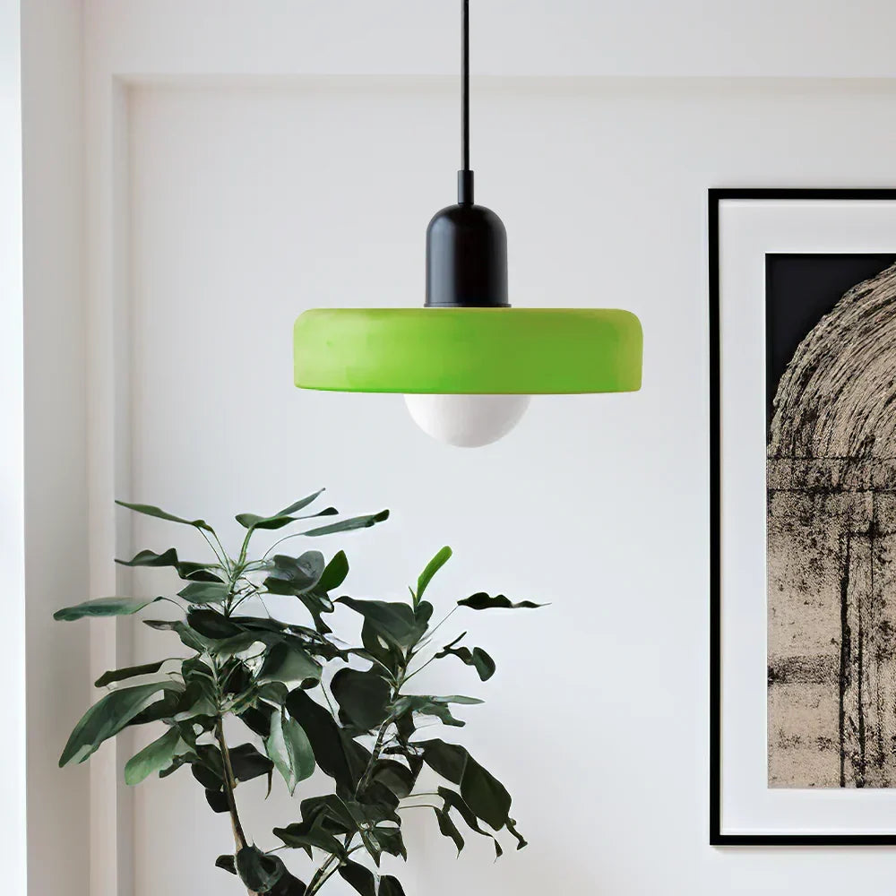 Bauhaus Stained Glass Pendant Light – Modern Artistic Hanging Lamp | Retro Designer Interior Lighting