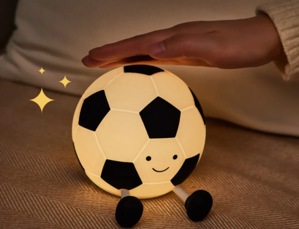 GlowKick Football Silicone Night Light – Rechargeable LED Lamp for Kids’ Rooms