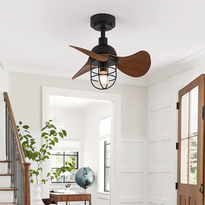 Walnora Ceiling Fan Light – Modern Dark Walnut Ceiling Fan with Integrated Lighting | Contemporary Compact Cooling & Ambient Illumination
