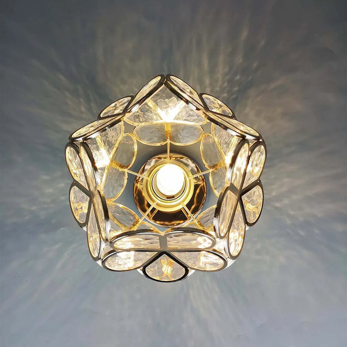 Floral Glass Ceiling Light – Vintage Inspired Flush Mount Lamp | Elegant Ambient Hallway Lighting