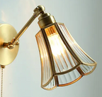 Nordic Copper Wall Light – E26 Glass Wall Lamp with Pull Cord Switch | Elegant Bathroom & Bedroom Lighting | Contemporary Scandinavian Design