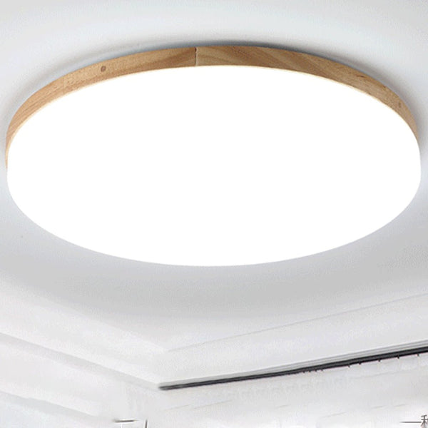 Round Acrylic LED Ceiling Light – Minimalist Wooden Ceiling Lamp | Modern Ambient Interior Lighting