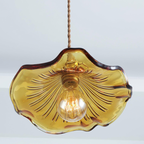 Floral Glass Pendant Light – Modern Brass Hanging Lamp | Elegant Ambient Interior Lighting