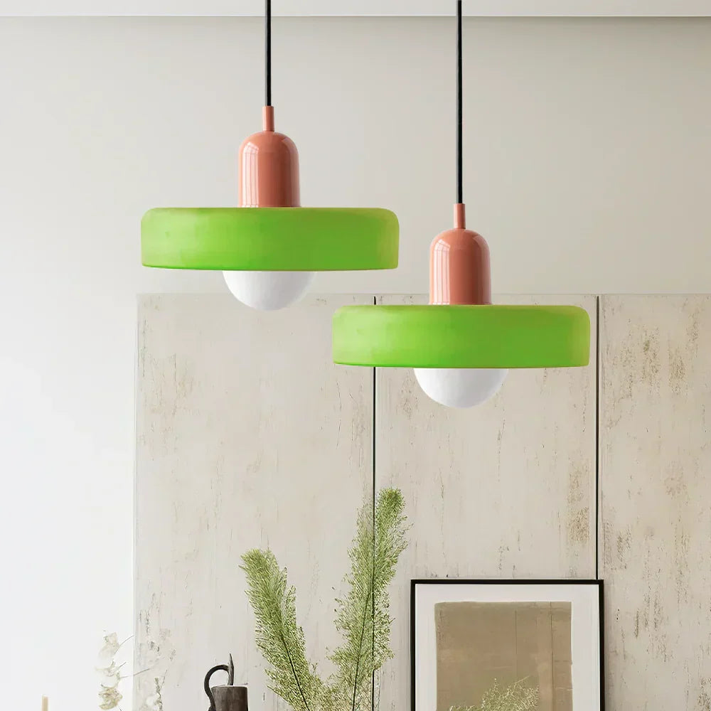 Bauhaus Stained Glass Pendant Light – Modern Artistic Hanging Lamp | Retro Designer Interior Lighting