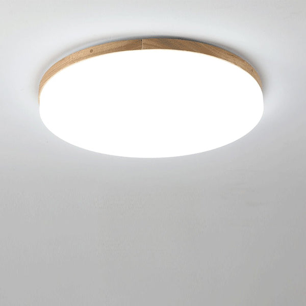 Round Acrylic LED Ceiling Light – Minimalist Wooden Ceiling Lamp | Modern Ambient Interior Lighting