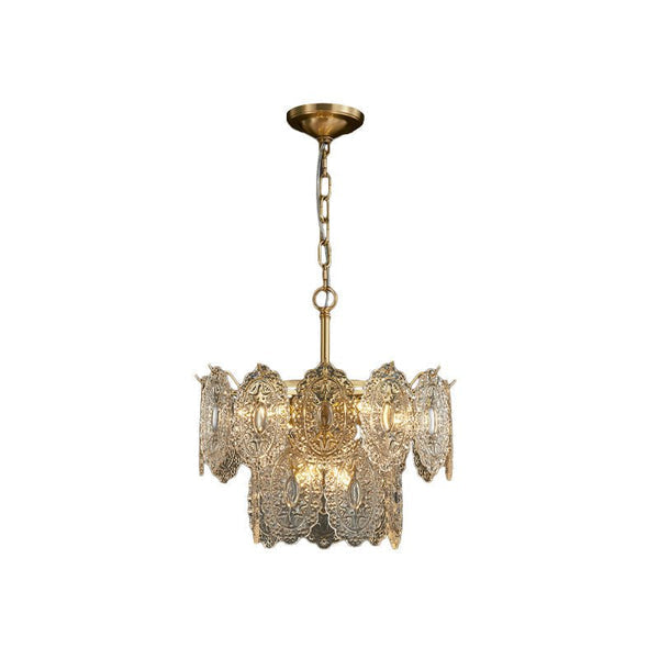 Embossed Crystal Plate Chandelier – Luxury Crystal Ceiling Light | Elegant Gold Statement Lighting