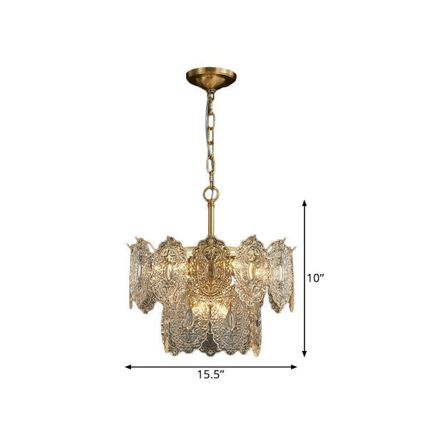 Embossed Crystal Plate Chandelier – Luxury Crystal Ceiling Light | Elegant Gold Statement Lighting