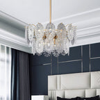 Embossed Crystal Plate Chandelier – Luxury Crystal Ceiling Light | Elegant Gold Statement Lighting