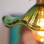 Floral Glass Pendant Light – Modern Brass Hanging Lamp | Elegant Ambient Interior Lighting