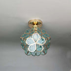 Floral Glass Ceiling Light – Vintage Inspired Flush Mount Lamp | Elegant Ambient Hallway Lighting
