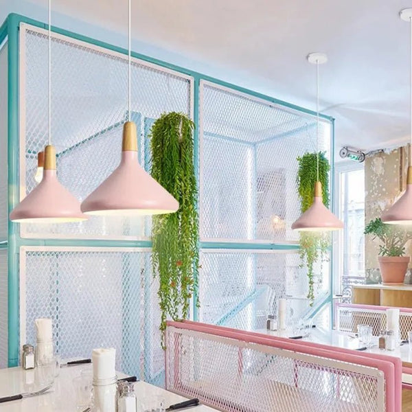 French Macaron Cone Pendant Light – Colourful Modern Hanging Lamp | Elegant Scandinavian Ceiling Lighting