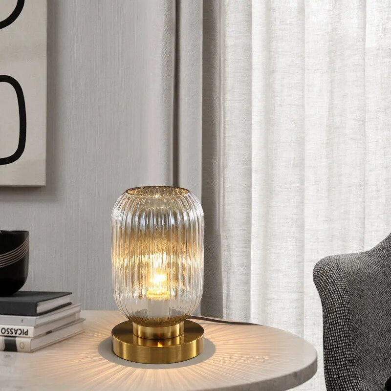 AuroraGlass Table Lamp – Modern Glass Accent Light | Scandinavian Designer Lighting for Elegant Interiors