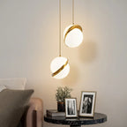 Crescent Globe Pendant Light – Modern Brass & Acrylic Chandelier | Luxury Ambient Ceiling Lighting