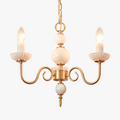 Cream Glass Chandelier – American Retro Metal Ceiling Light | Elegant Vintage Bedroom Lighting