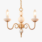 Cream Glass Chandelier – American Retro Metal Ceiling Light | Elegant Vintage Bedroom Lighting