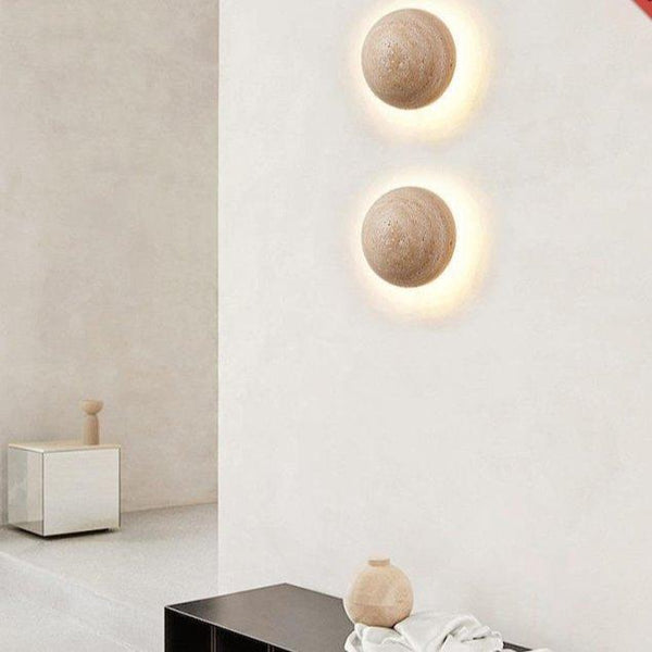 Nordstone Travertine Wall Light – Scandinavian Cream Sconce | Minimalist Natural Stone Lighting