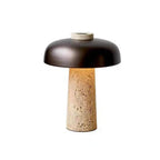 TerraStone Travertine Table Lamp – Natural Stone Designer Light | Wabi-Sabi Ambient Lighting