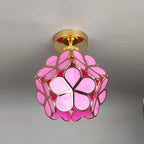 Floral Glass Ceiling Light – Vintage Inspired Flush Mount Lamp | Elegant Ambient Hallway Lighting