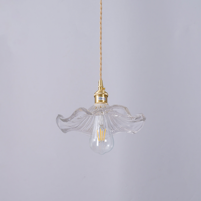 Floral Glass Pendant Light – Modern Brass Hanging Lamp | Elegant Ambient Interior Lighting
