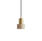 Travertine Stone Pendant Light with Copper Finish – Nordic LED Hanging Lamp | Warm Contemporary Lighting