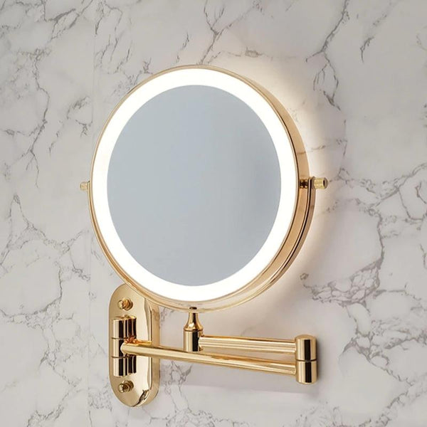 PrestigeGlow LED Vanity Mirror – Rechargeable Magnifying Bathroom Mirror | Luxury Gold Beauty Mirror