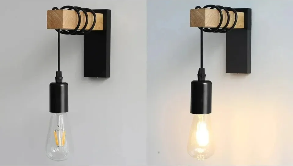 Heritage Forge Wall Light – Industrial Wood & Metal Wall Lamp | Vintage Loft Lighting