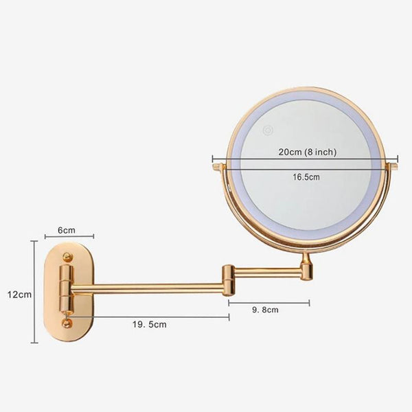 PrestigeGlow LED Vanity Mirror – Rechargeable Magnifying Bathroom Mirror | Luxury Gold Beauty Mirror