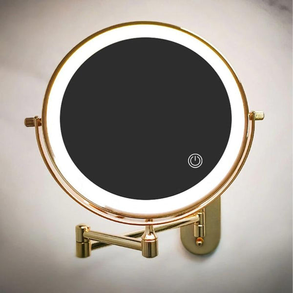 PrestigeGlow LED Vanity Mirror – Rechargeable Magnifying Bathroom Mirror | Luxury Gold Beauty Mirror