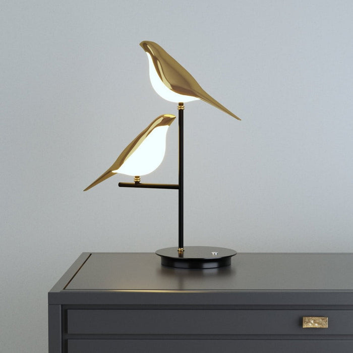 Aviaro LED Table Lamp – Sculptural Bird Light | Postmodern Designer Lighting with Gold Finish