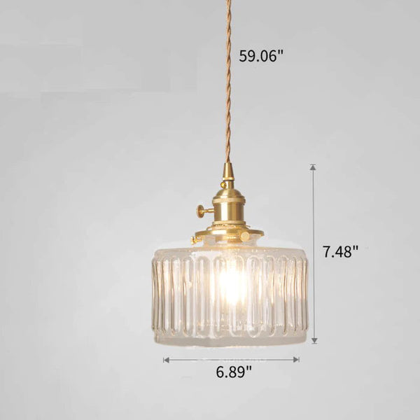Celestique Vintage Crystal Pendant Light – Cylindrical Glass Hanging Lamp | Elegant Timeless Ceiling Lighting