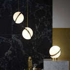 Crescent Globe Pendant Light – Modern Brass & Acrylic Chandelier | Luxury Ambient Ceiling Lighting