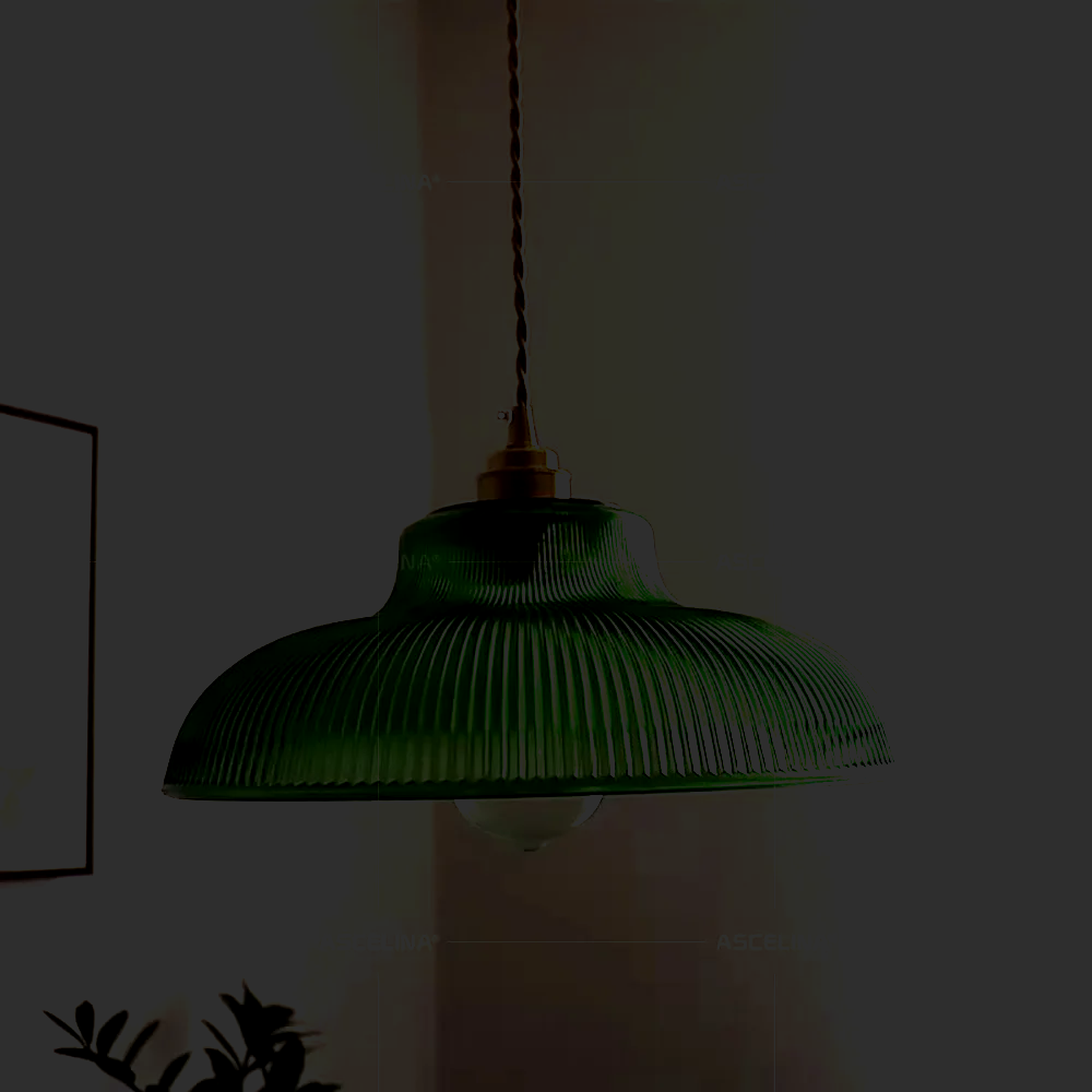 Verdelume Pendant Light – Vintage Green Glass Hanging Lamp | Retro Ambient Lighting for Timeless Interiors