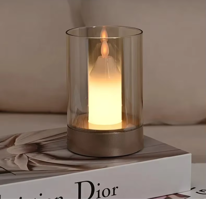 EmberGlow Rechargeable Flame Lamp – USB-C Touch Sensor Night Light | Dimmable LED Ambient Lighting