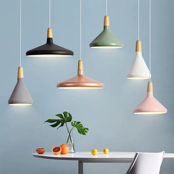 French Macaron Cone Pendant Light – Colourful Modern Hanging Lamp | Elegant Scandinavian Ceiling Lighting