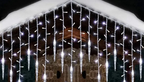 LumaSnow 4M LED Snowflake Curtain Lights – Christmas Icicle String Lights for Windows, Parties & Holiday Decorations