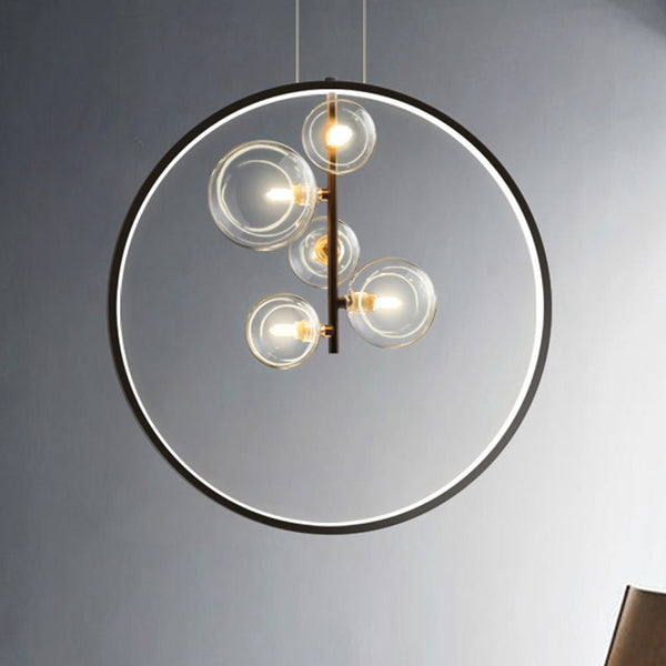 Industrial Glass Pendant Light – Modern Vintage Cage Chandelier | Elegant Ambient Interior Lighting