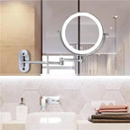 MirrorLux Pro LED Vanity Mirror – Rechargeable Magnifying Beauty Mirror | Chrome Silver Bathroom Essential