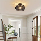 Solvaya Boho Ceiling Light – Handwoven Rattan Flush Mount Lamp | Natural Bohemian Interior Lighting