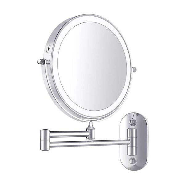 MirrorLux Pro LED Vanity Mirror – Rechargeable Magnifying Beauty Mirror | Chrome Silver Bathroom Essential