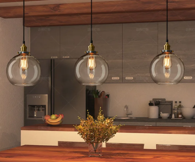 Scandinavian Glass Pendant Light – Vintage Loft E26 Ceiling Lamp | Elegant Ambient Lighting | Contemporary Nordic Interior Feature