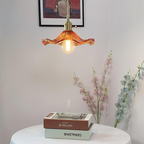 Floral Glass Pendant Light – Modern Brass Hanging Lamp | Elegant Ambient Interior Lighting