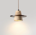 Travora Wabi Pendant Light – Natural Travertine Stone Ceiling Lamp | Japandi Ambient Lighting | Sculptural Interior Elegance