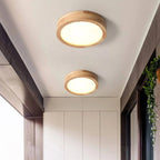 Scandinavian Wood Ceiling Light – Minimalist LED Flush Mount Lamp | Warm Natural Interior Lighting