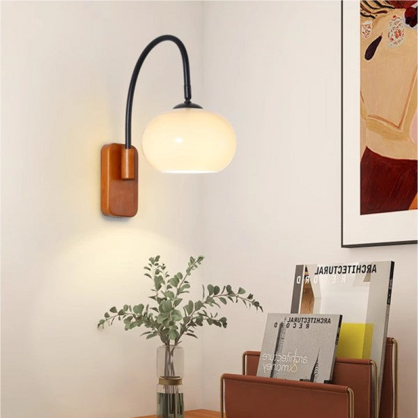 Persimmon Halo Wall Light – Bauhaus Glass Sconce | Adjustable Modern Accent Lighting
