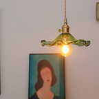 Floral Glass Pendant Light – Modern Brass Hanging Lamp | Elegant Ambient Interior Lighting