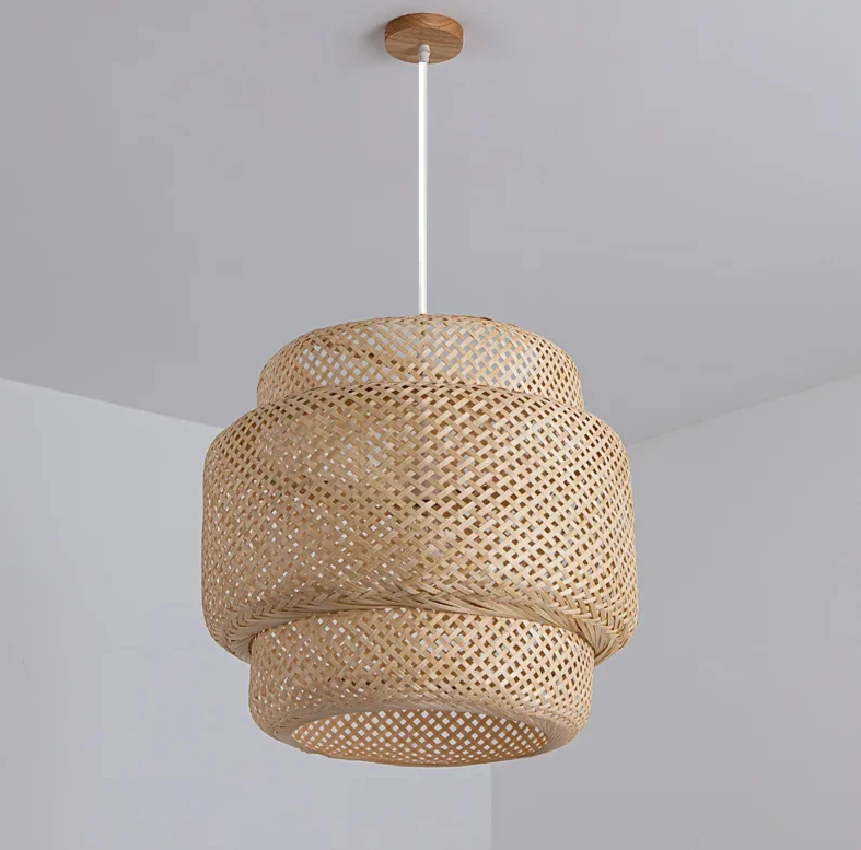 Kiyora Bamboo Pendant Light – Handwoven Asian Hanging Lamp | Natural Japandi Lighting for Calm Interiors